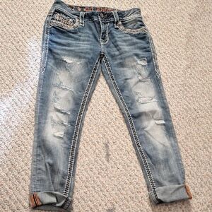 Rock Revival Women’s Skinny Jeans - Light Blue Wash with Stud Accents